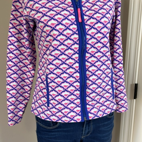 Vineyard Vines Girls Whale Tail Square Full Zip Jacket Blue Pink Sz 16 - Picture 3 of 6
